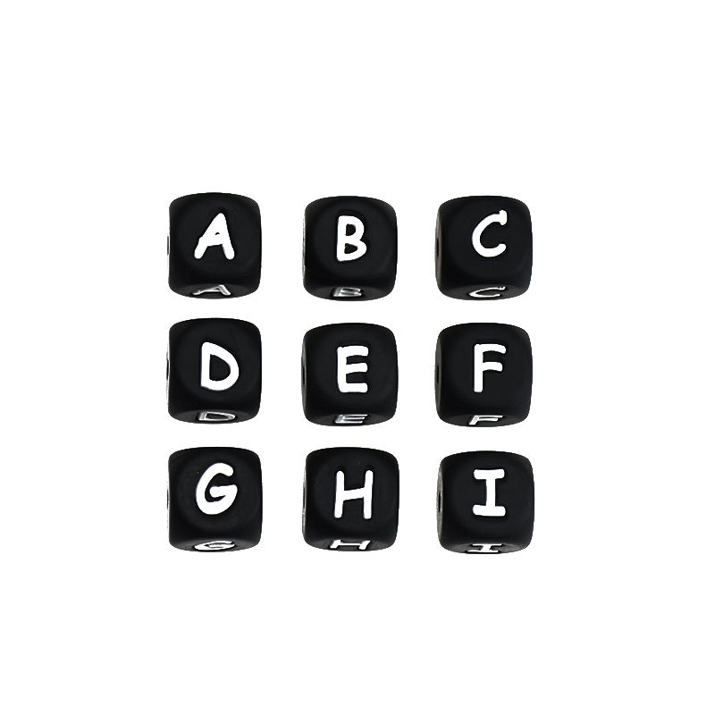 Wholesale 10pcs Silicone Food Grade Teething Diy Bracelet Multi-sided Pacifier Teething English Letter Beads